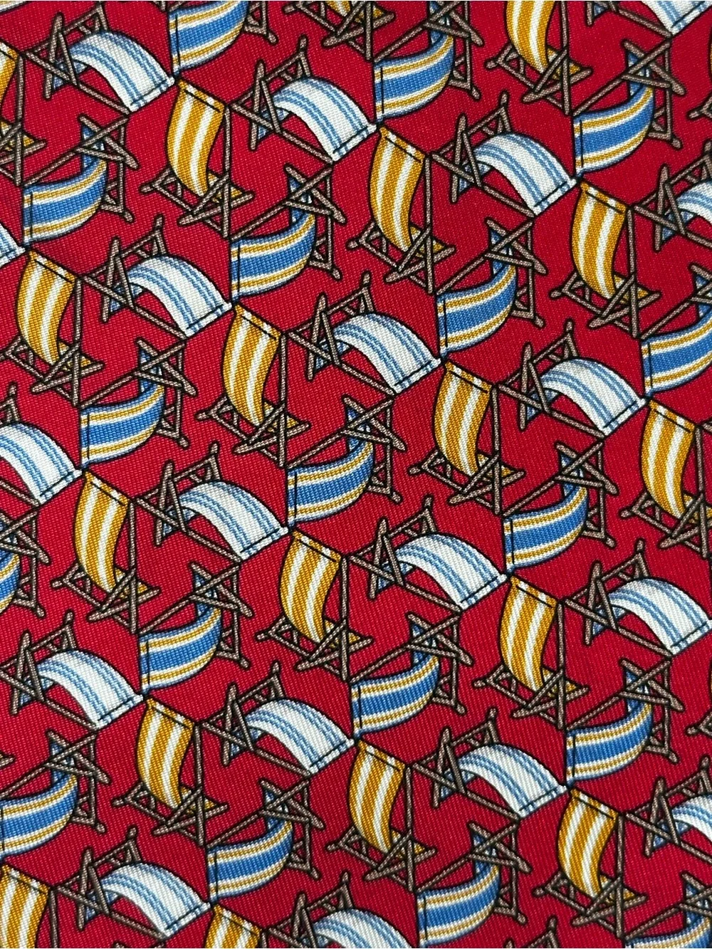 Salvatore Ferragamo Red Beach Chair Lounge Silk Necktie Made In Italy
